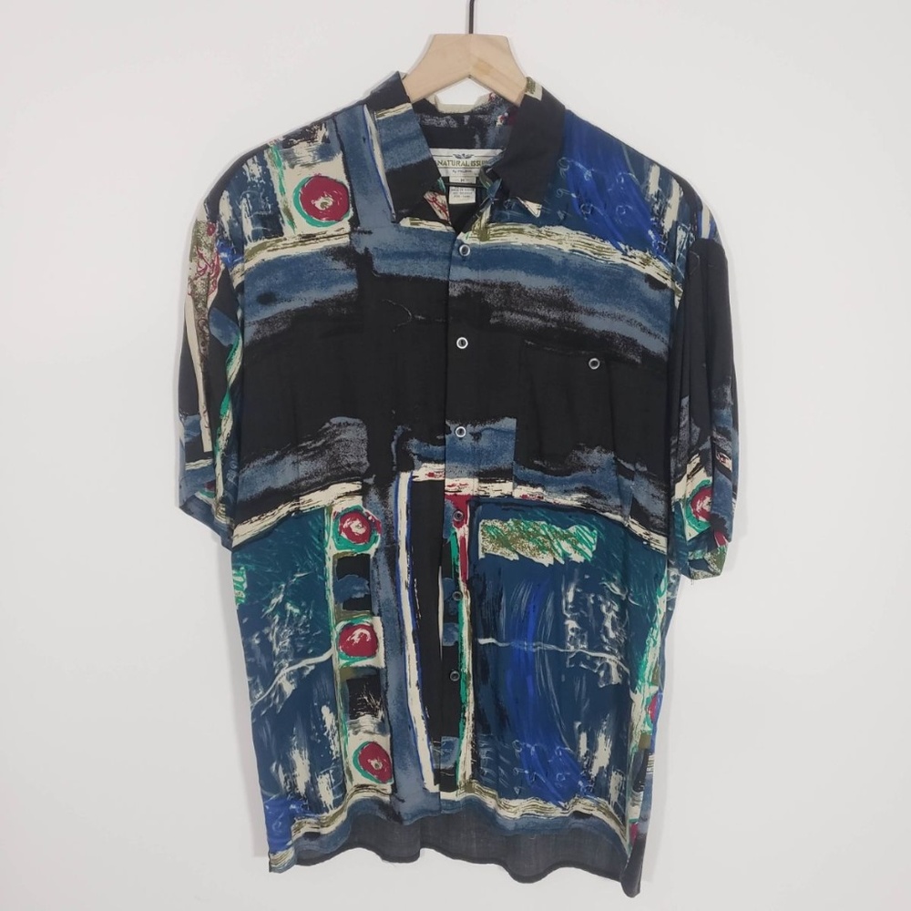 Mens Button Up Vintage Shirt Short Sleeve Sz M - Picture 1 of 3
